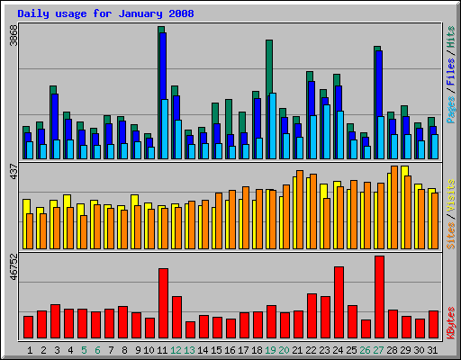 Daily usage for January 2008