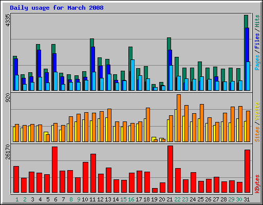 Daily usage for March 2008