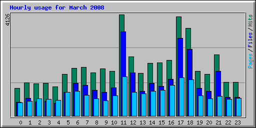 Hourly usage for March 2008