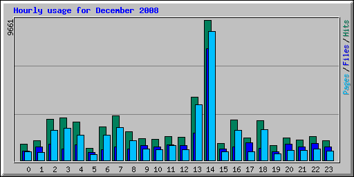 Hourly usage for December 2008