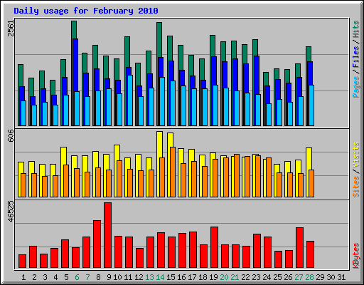 Daily usage for February 2010