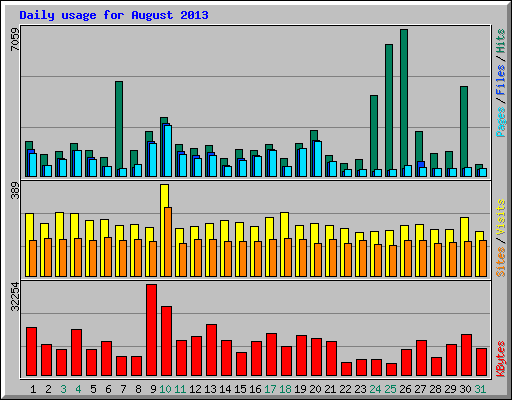 Daily usage for August 2013