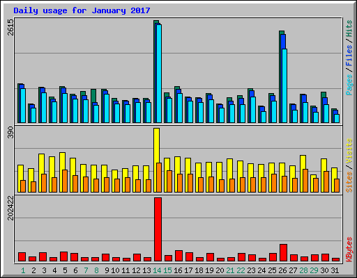 Daily usage for January 2017