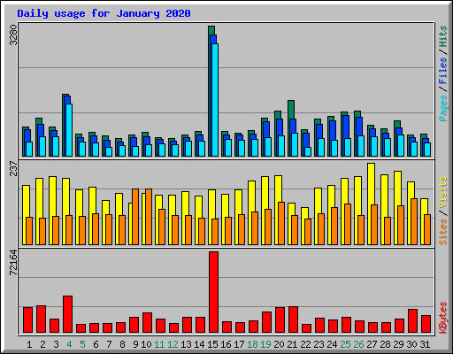 Daily usage for January 2020