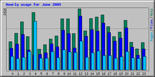 Hourly usage for June 2005