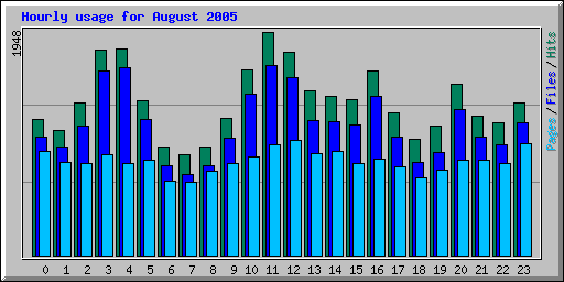 Hourly usage for August 2005