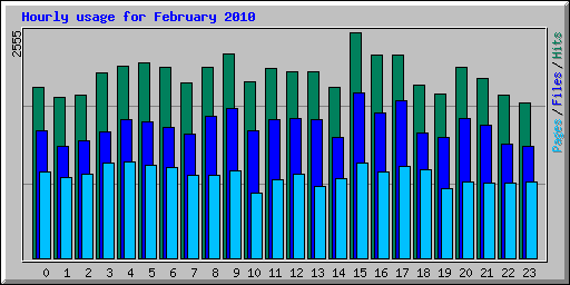 Hourly usage for February 2010