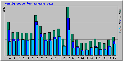 Hourly usage for January 2013