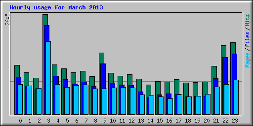 Hourly usage for March 2013